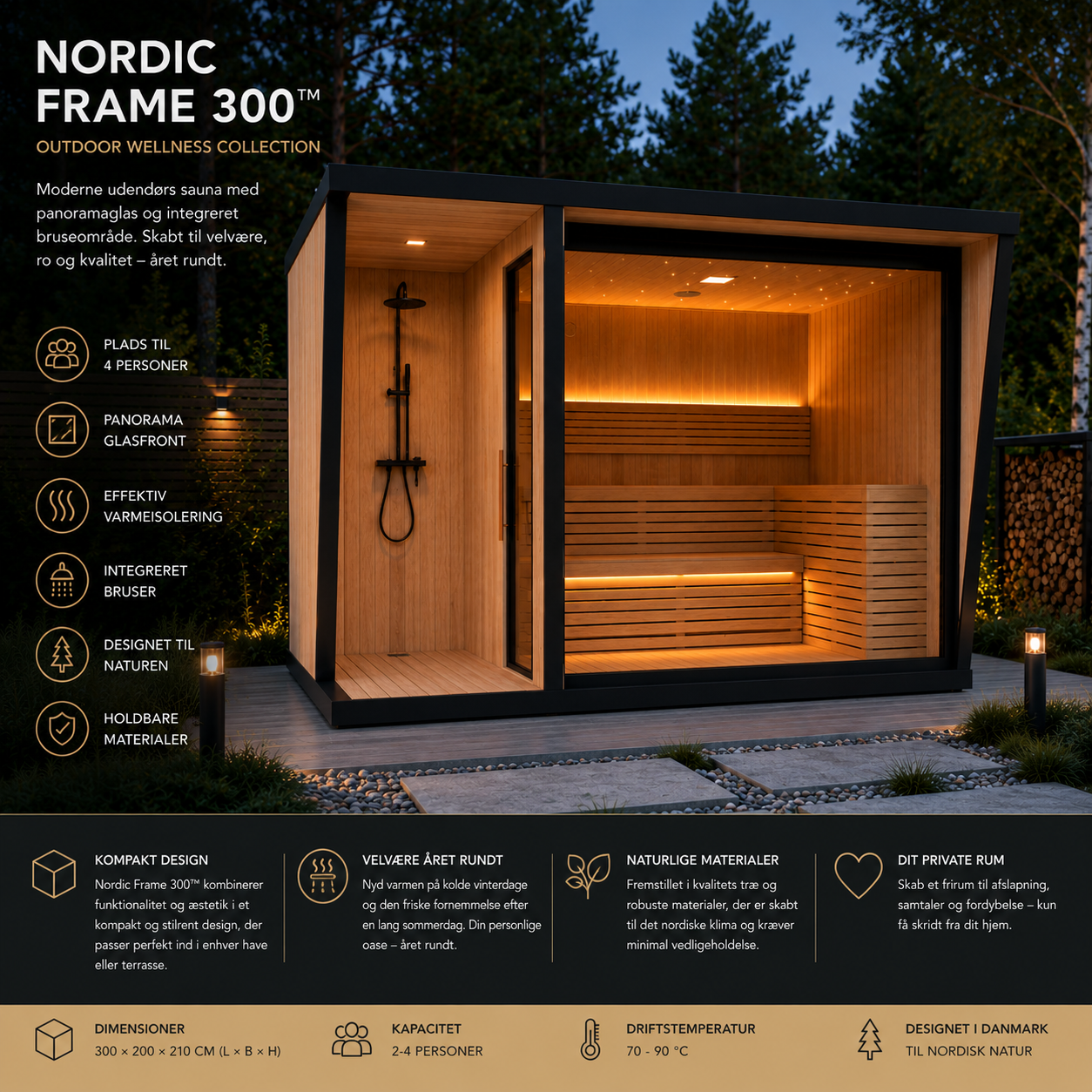 NORDIC FRAME 300™ - udendørs panoramasauna