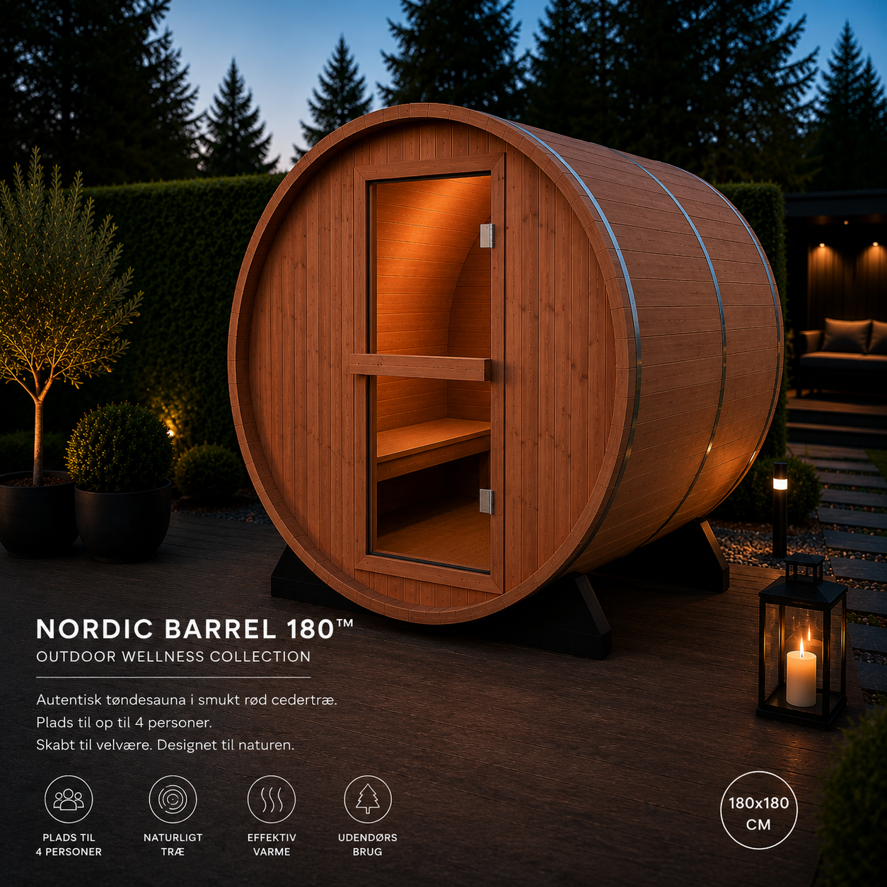 NORDIC BARREL 180™ - udendørs tøndesauna