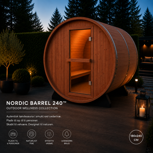 NORDIC BARREL 240™ - stor udendørs tøndesauna